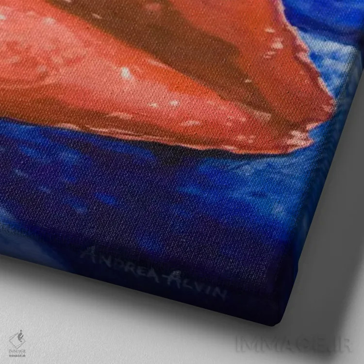 تابلو لبهای مومی اثر آندریا آلوین - نمای نزدیک بافت بوم