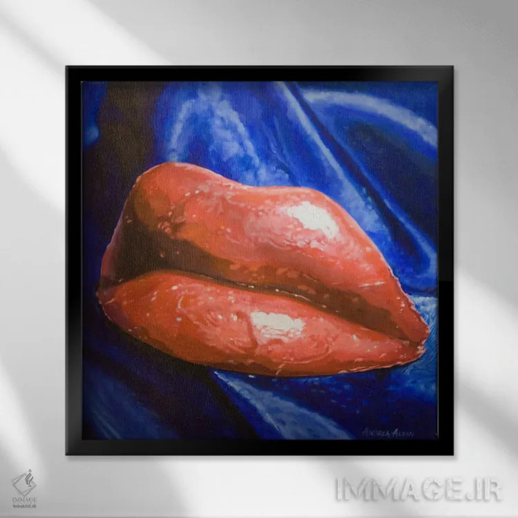 تابلو لبهای مومی اثر آندریا آلوین - نمای قابدار مشکی