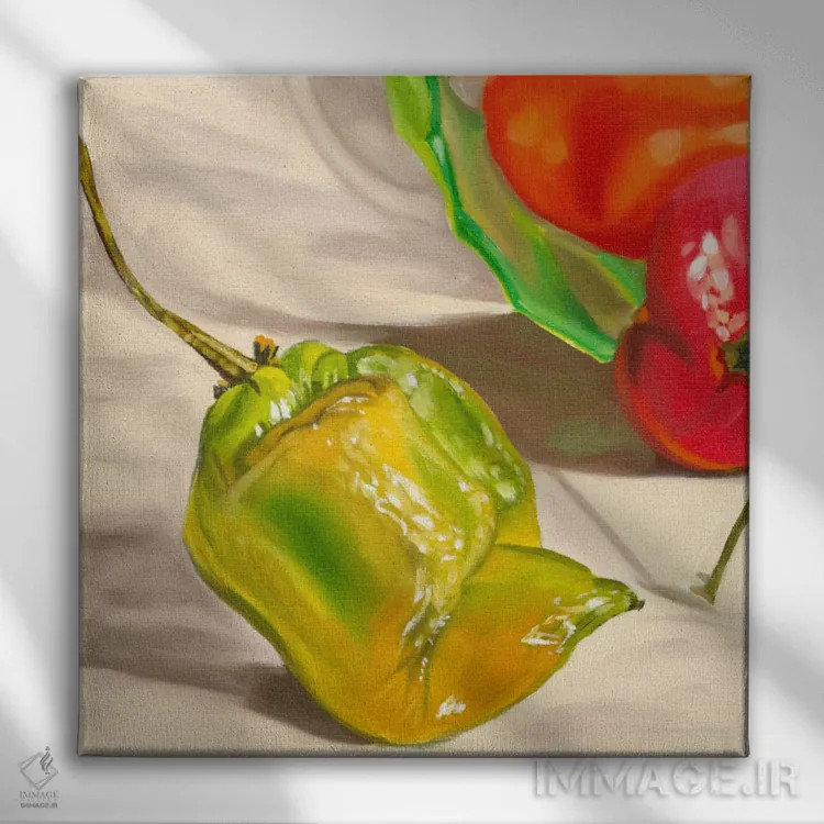 تابلو هابانرو زرد (فلفل تند) اثر آندریا آلوین - نمای روبهرو روی دیوار