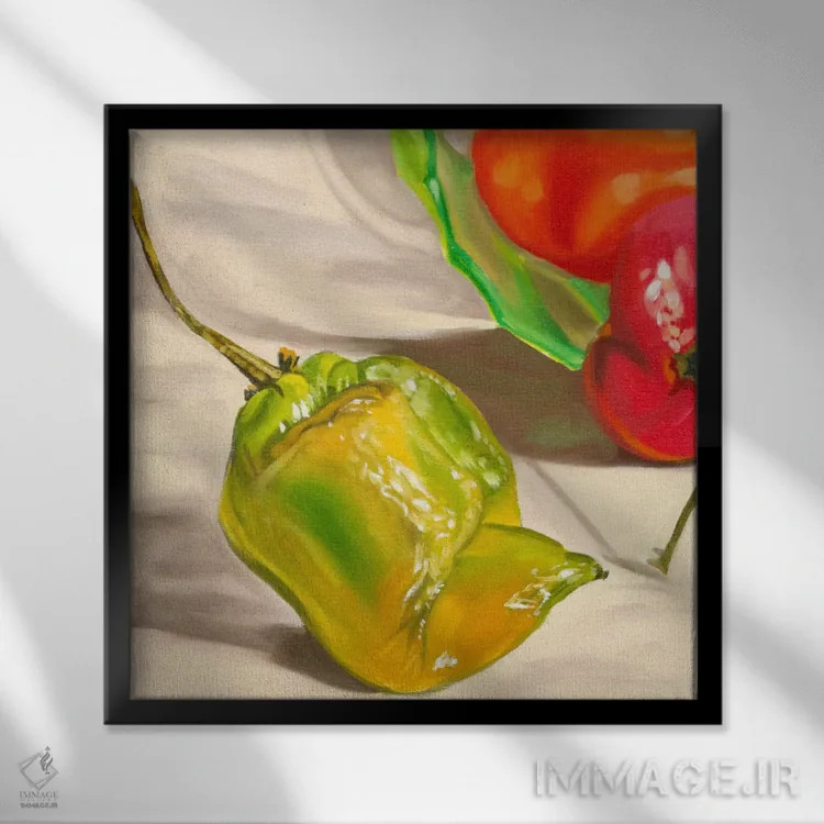 تابلو هابانرو زرد (فلفل تند) اثر آندریا آلوین - نمای قابدار مشکی