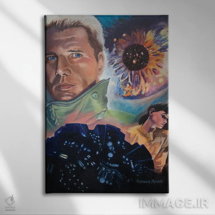 تابلو بلید رانر (فیلم یا مسابقهدهنده تیغهدار) اثر آندریا آلوین - نمای روبهرو روی دیوار