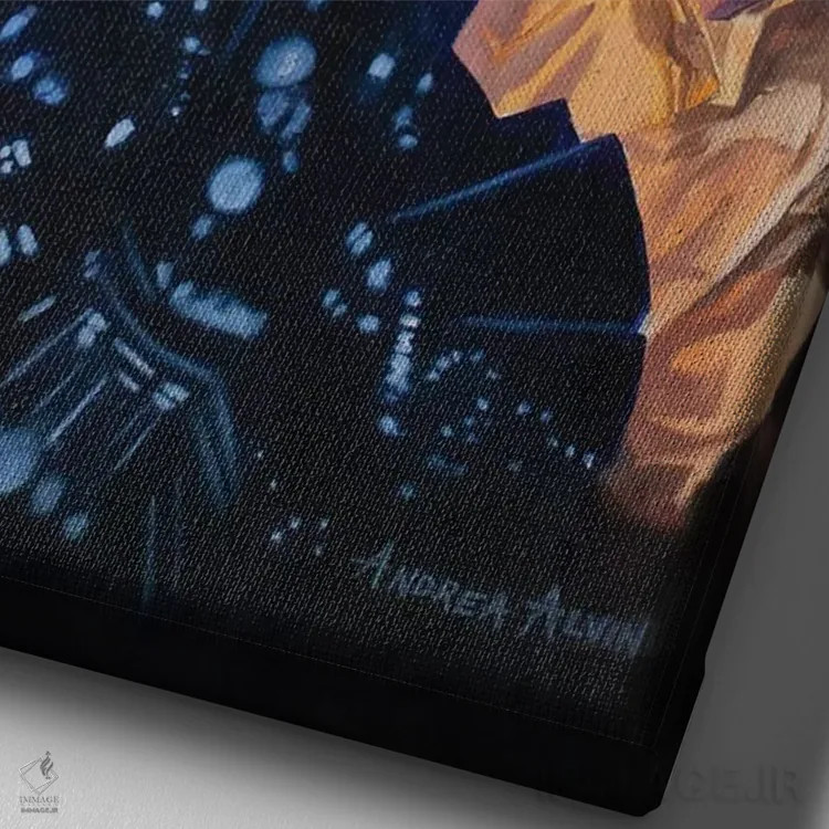 تابلو بلید رانر (فیلم یا مسابقهدهنده تیغهدار) اثر آندریا آلوین - نمای نزدیک بافت بوم