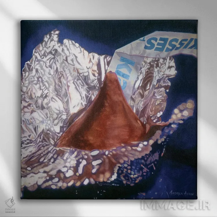 تابلو بوسه آبی اثر آندریا آلوین - نمای روبهرو روی دیوار