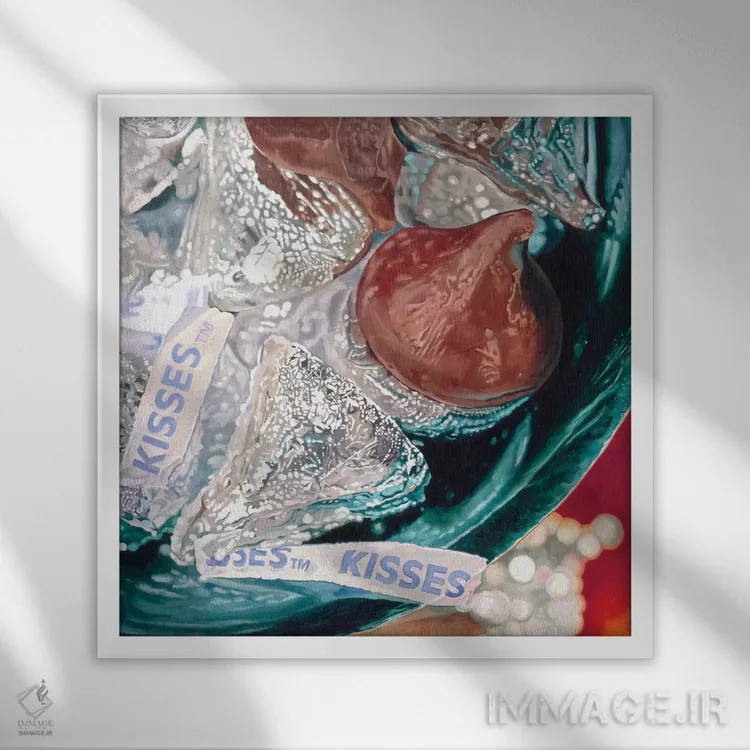 تابلو بوسههای بزرگ اثر آندریا آلوین - نمای قابدار سفید