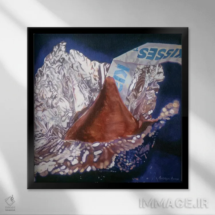 تابلو بوسه آبی اثر آندریا آلوین - نمای قابدار مشکی