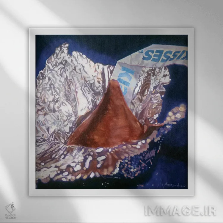 تابلو بوسه آبی اثر آندریا آلوین - نمای قابدار سفید