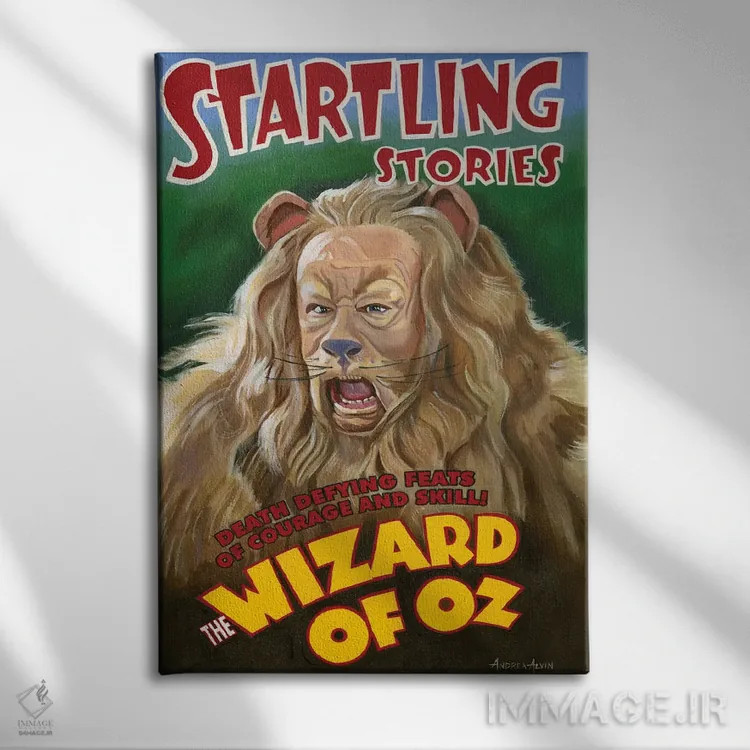 تابلو شیر (حیوان) اثر آندریا آلوین - نمای روبهرو روی دیوار