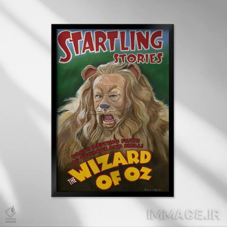 تابلو شیر (حیوان) اثر آندریا آلوین - نمای قابدار مشکی