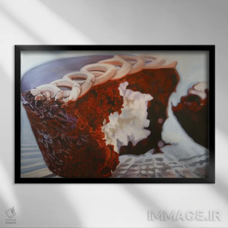 تابلو لذت کیککاپ شکلاتی اثر آندریا آلوین - نمای قابدار مشکی