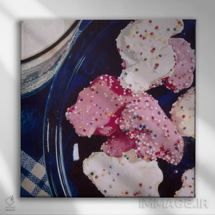 تابلو بیسکویت حیوانات یخزده اثر آندریا آلوین - نمای روبهرو روی دیوار