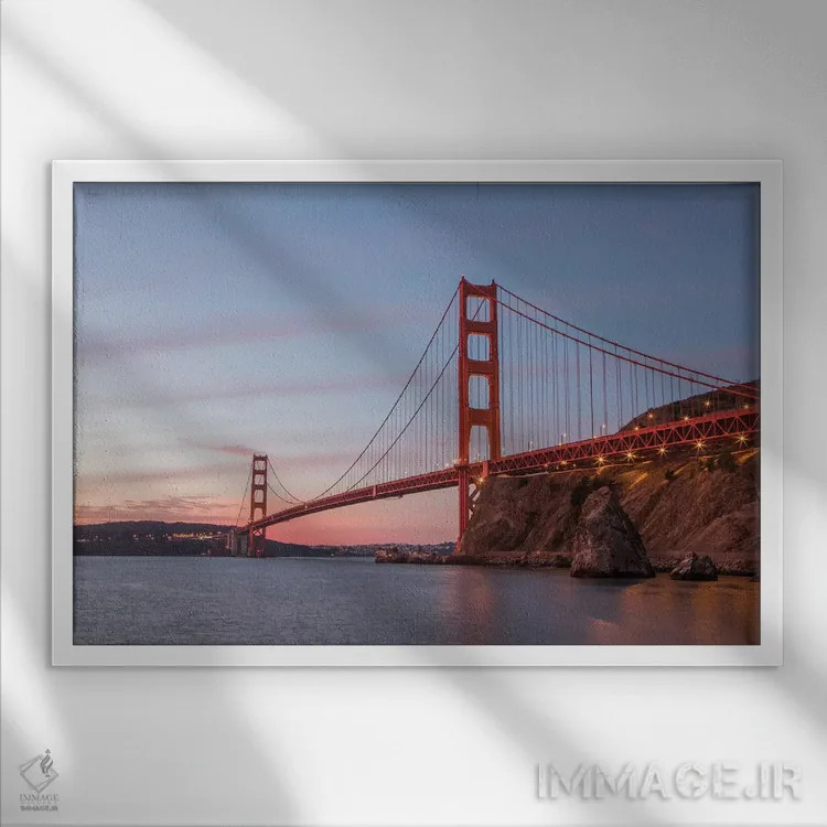 تابلو پل گلدن گیت (سانفرانسیسکو) اثر آرون متسون - نمای قابدار سفید