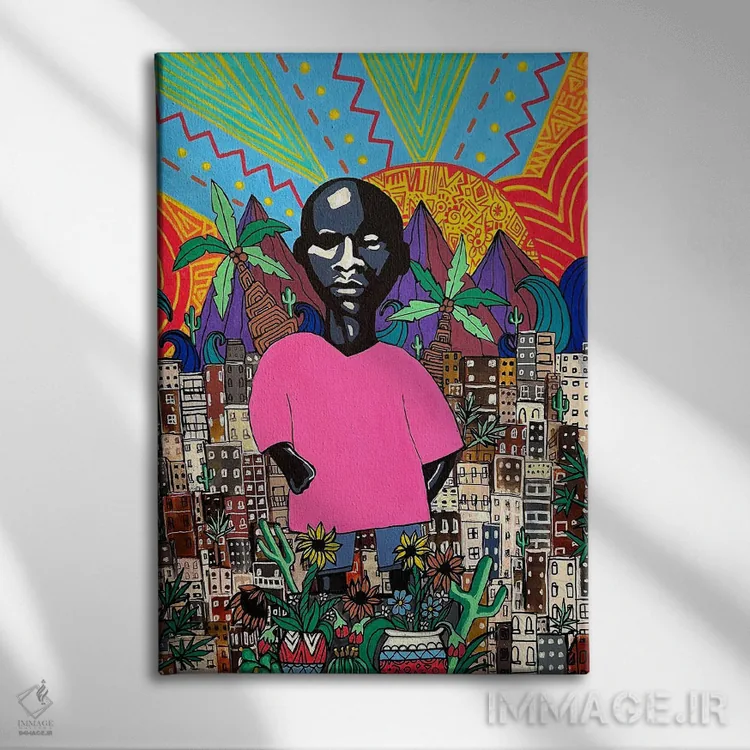 تابلو اقیانوسی میان موجها اثر آرون آلن - نمای روبهرو روی دیوار