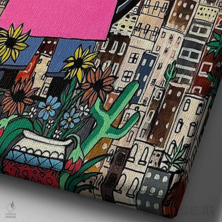 تابلو اقیانوسی میان موجها اثر آرون آلن - نمای نزدیک بافت بوم