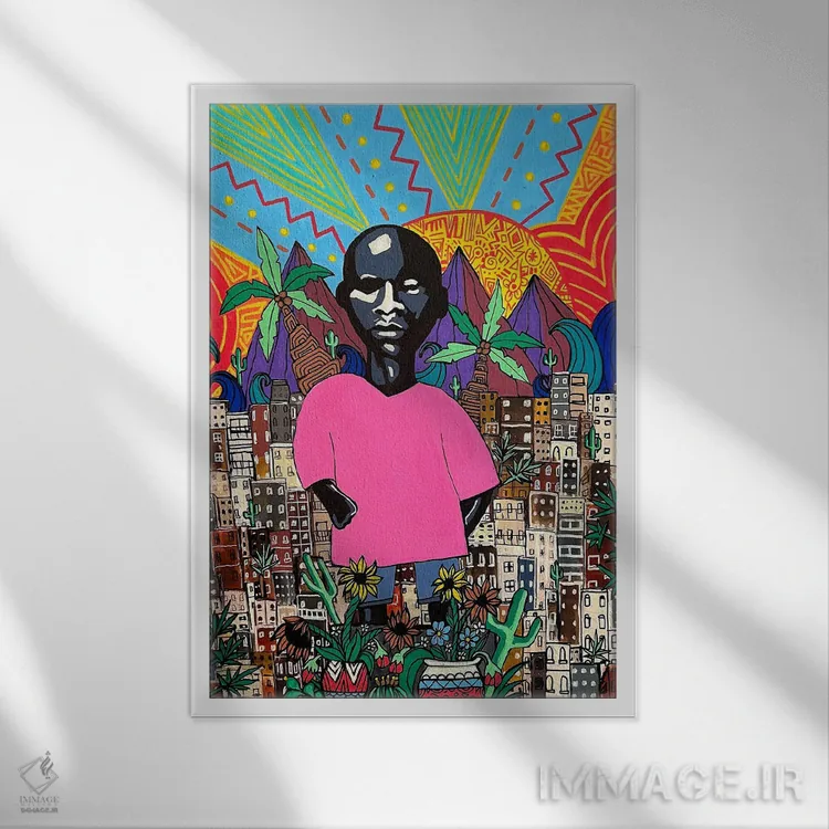 تابلو اقیانوسی میان موجها اثر آرون آلن - نمای قابدار سفید