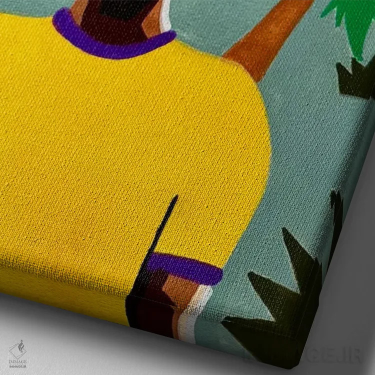 تابلو آفتاب و درختان نخل اثر آرون آلن - نمای نزدیک بافت بوم