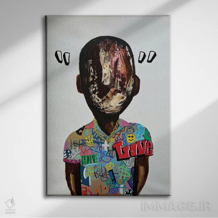 تابلو در میان خطوط اثر آرون آلن - نمای روبهرو روی دیوار