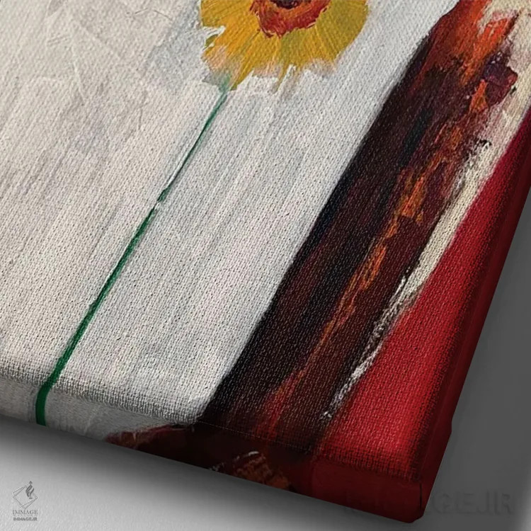 تابلو آخرین گل آفتابگردان اثر آرون آلن - نمای نزدیک بافت بوم