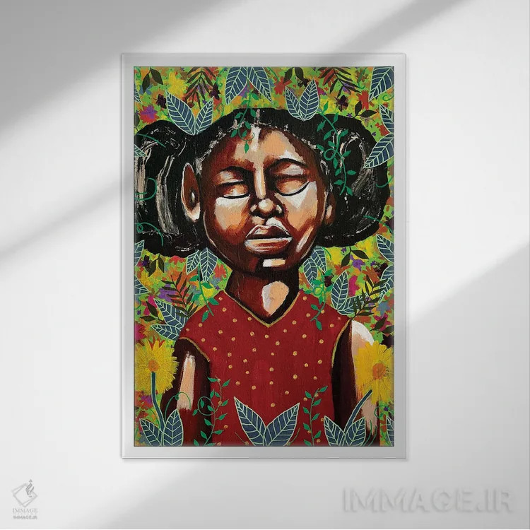 تابلو صبح بخیر آفتاب اثر آرون آلن - نمای قابدار سفید