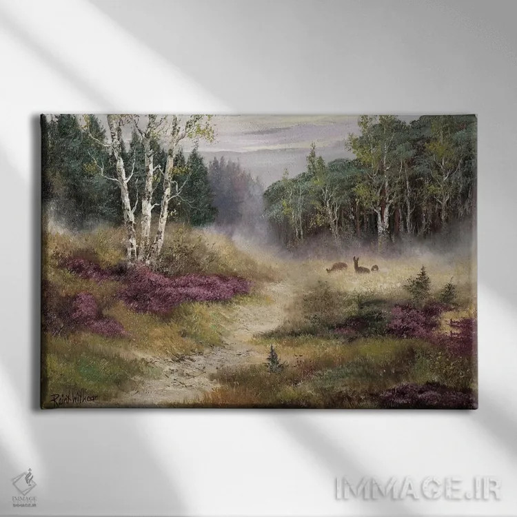 تابلو تماشای گوزنها اثر رِینت ویتار - نمای روبهرو روی دیوار