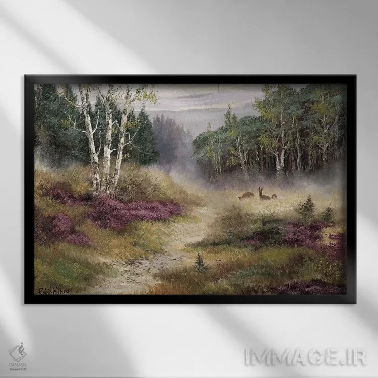 تابلو تماشای گوزنها اثر رِینت ویتار - نمای قابدار مشکی