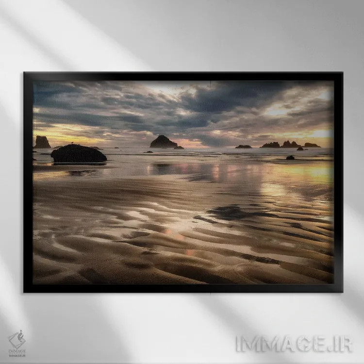 تابلو جزر و مد پایین اقیانوس آرام اثر اندی اموس - نمای قابدار مشکی