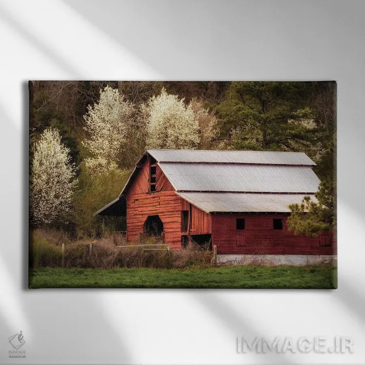 تابلو انباری قرمز با نورگیر اثر اندی اموس - نمای روبهرو روی دیوار