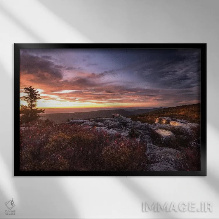 تابلو طلوع خورشید در پاییز III اثر اندی اموس - نمای قابدار مشکی