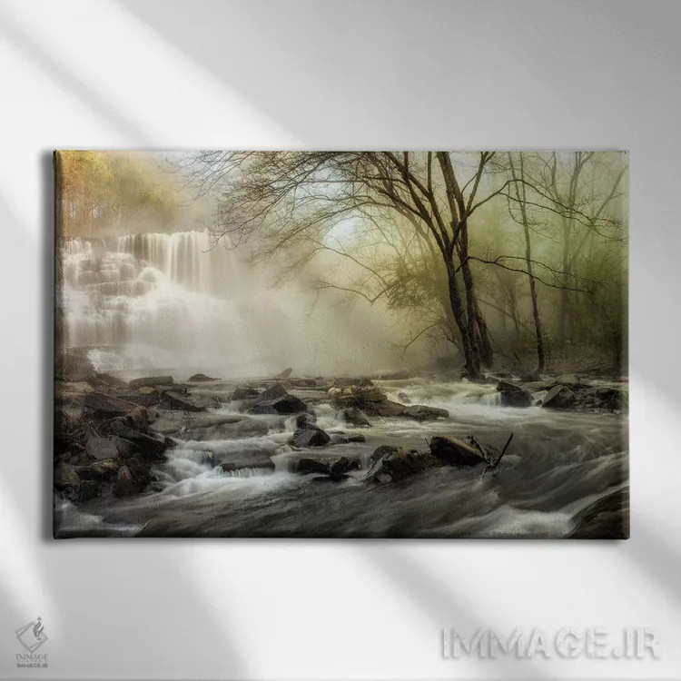 تابلو جویبار آبشار اثر اندی اموس - نمای روبهرو روی دیوار