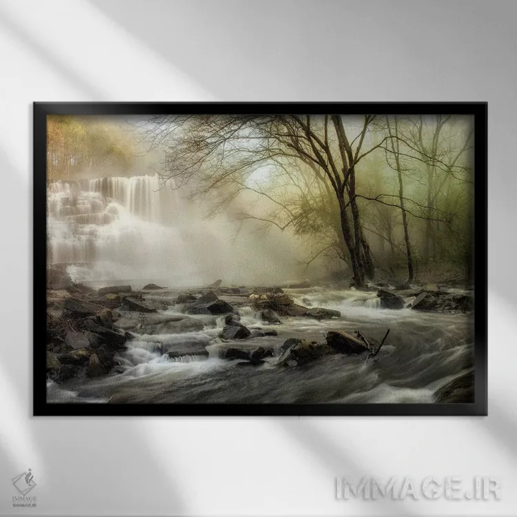 تابلو جویبار آبشار اثر اندی اموس - نمای قابدار مشکی