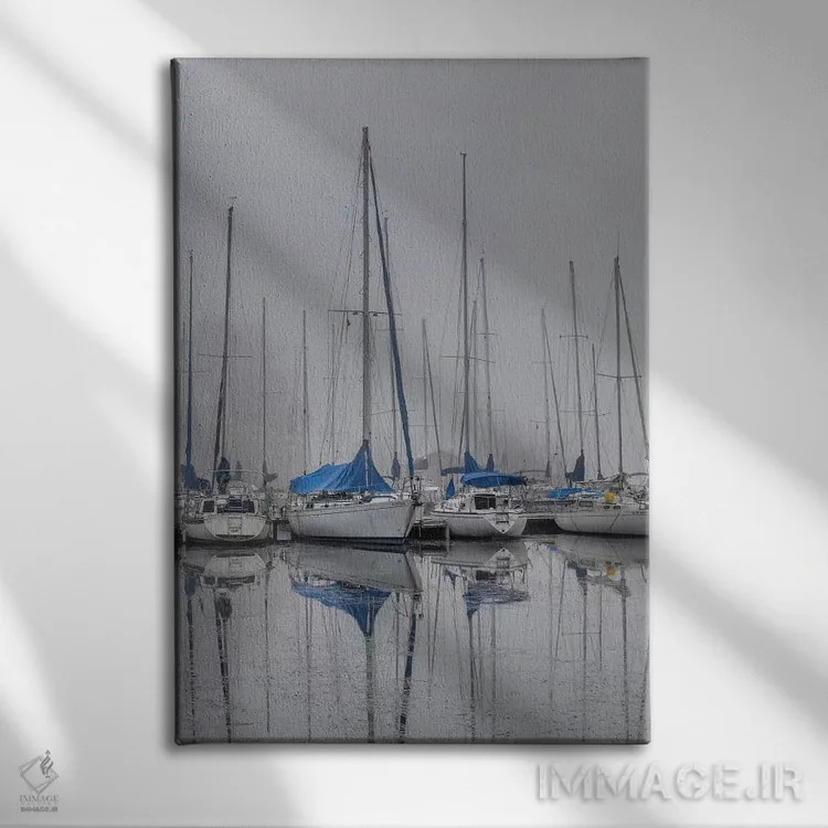 تابلو قایقهای بادبانی اثر اندی اموس - نمای روبهرو روی دیوار