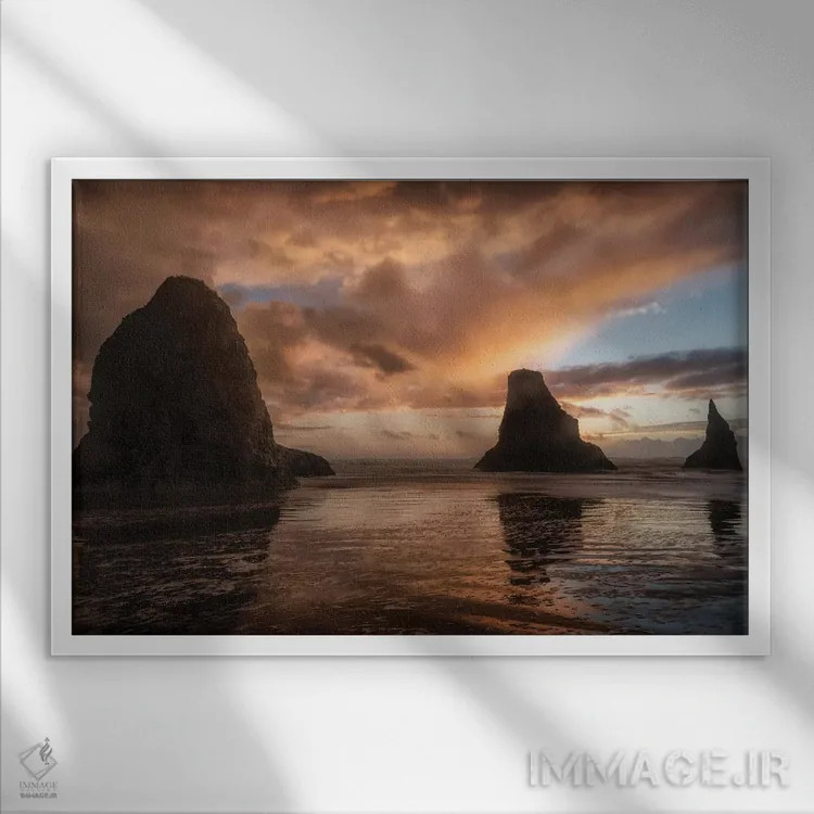 تابلو غروبهای در حال افت اثر اندی اموس - نمای قابدار سفید