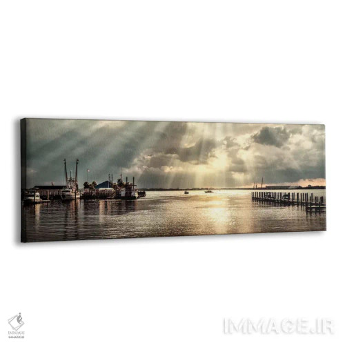 تابلو طلوع خورشید در اسکله اثر اندی اموس - نمای پرسپکتیو محصول