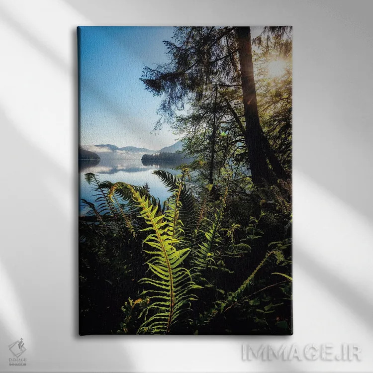 تابلو چشمانداز کنار دریاچه اثر اندی اموس - نمای روبهرو روی دیوار