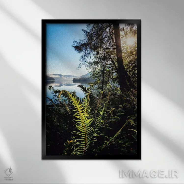 تابلو چشمانداز کنار دریاچه اثر اندی اموس - نمای قابدار مشکی