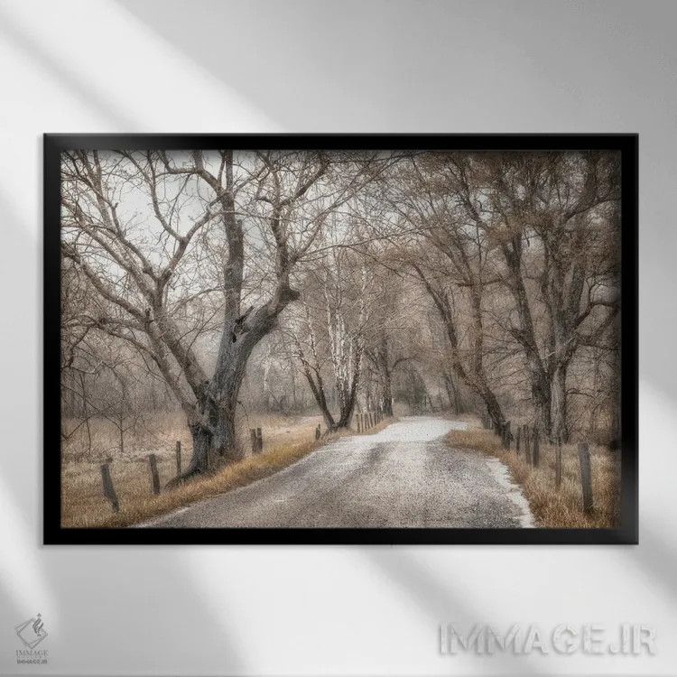 تابلو پیادهروی اواخر بعدازظهر در زمستان اثر اندی اموس - نمای قابدار مشکی