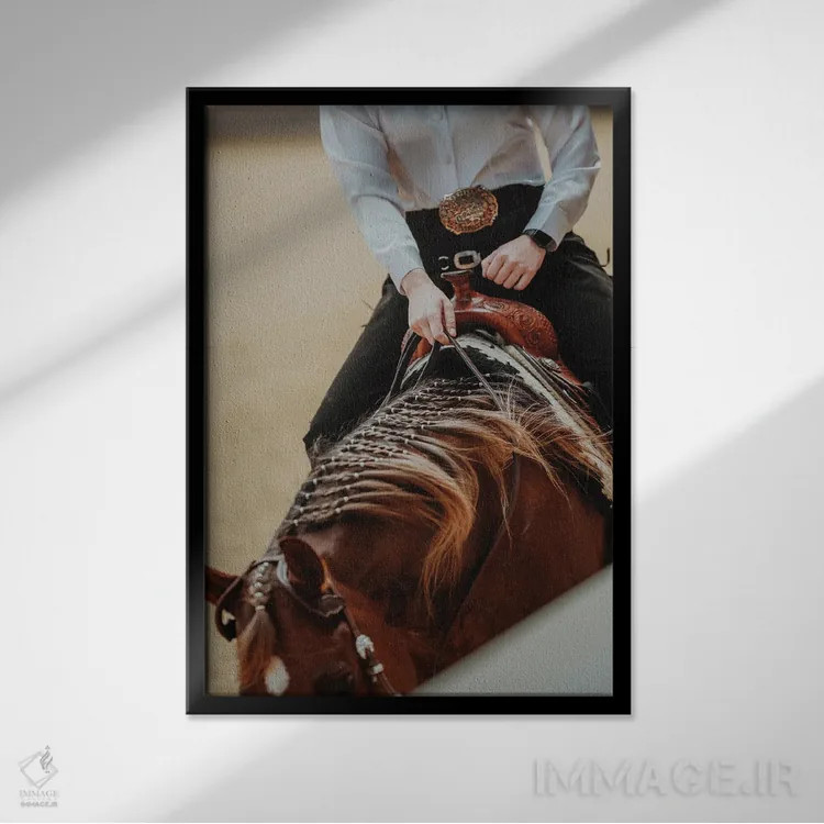 تابلو وقار سوارکار اثر آنا آرشینگر - نمای قابدار مشکی