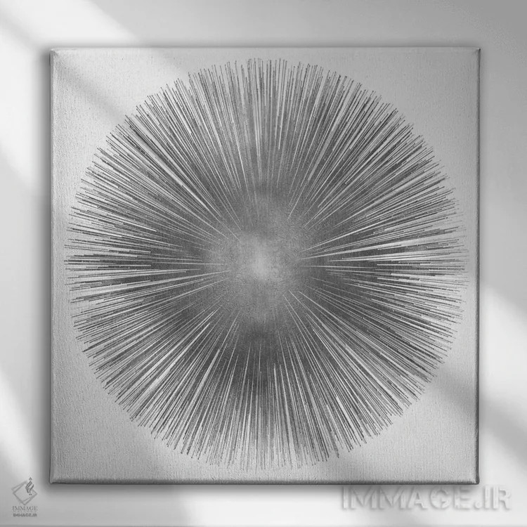 تابلو تابش خورشید نقرهای ۱ اثر ابی یانگ - نمای روبهرو روی دیوار