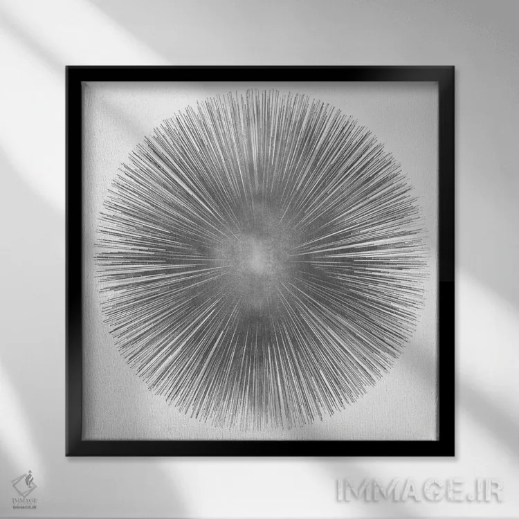 تابلو تابش خورشید نقرهای ۱ اثر ابی یانگ - نمای قابدار مشکی