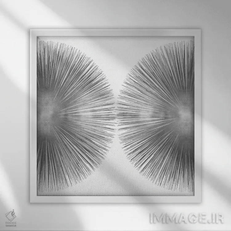 تابلو تابش خورشید نقرهای ۲ اثر ابی یانگ - نمای قابدار سفید