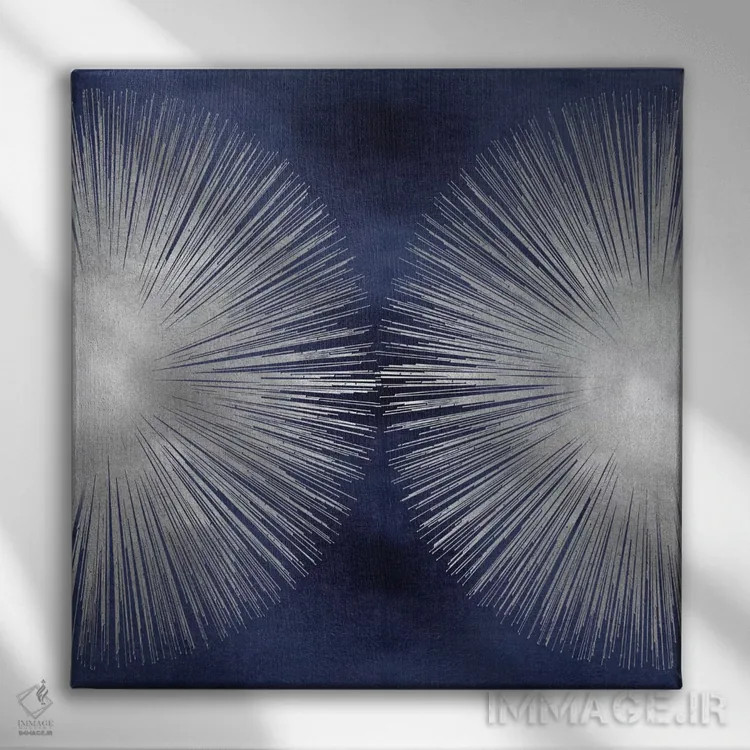 تابلو تابش خورشید نقرهای روی آبی ۲ اثر ابی یانگ - نمای روبهرو روی دیوار