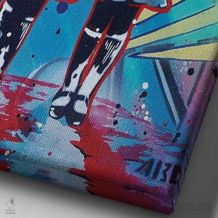 تابلو مردمان شاد و درخشان اثر آبسی آرت اتک - نمای نزدیک بافت بوم