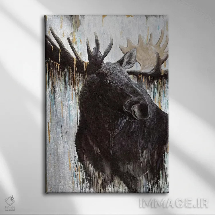 تابلو گوزن زراندود اثر آنجلا بادن - نمای روبهرو روی دیوار