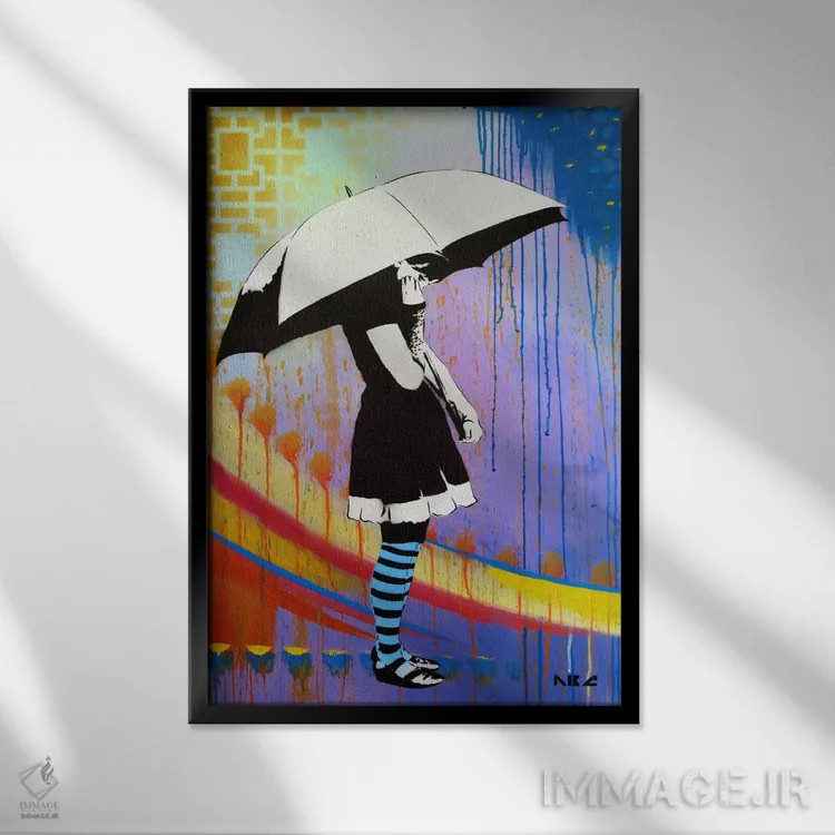 تابلو در انتظار باران اثر آبسی آرت اتک - نمای قابدار مشکی