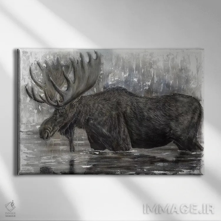 تابلو گوزن بزرگ و باشکوه اثر آنجلا بادن - نمای روبهرو روی دیوار