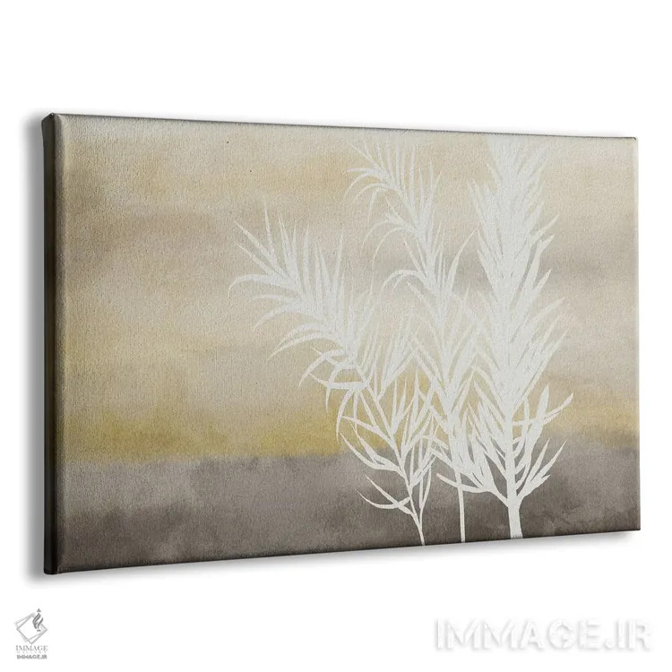 تابلو گیاهان سفید با خاکستری و زرد اثر آنجلا بادن - نمای پرسپکتیو محصول