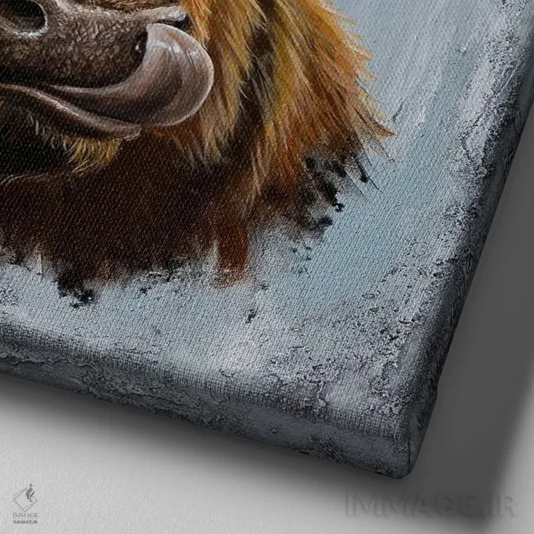 تابلو بوسههای گاو کوچ (نژاد اسکاتلندی) اثر آنجلا بادن - نمای نزدیک بافت بوم