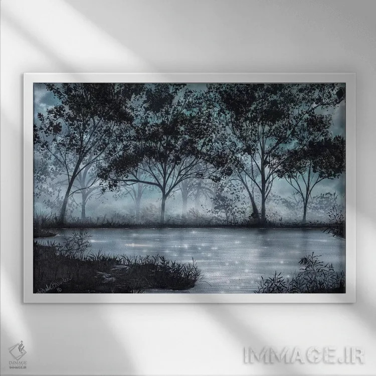 تابلو رویای مهتابی اثر آنجلا بادن - نمای قابدار سفید