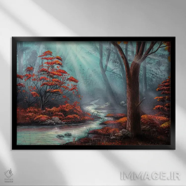 تابلو جنگل آرام اثر آنجلا بادن - نمای قابدار مشکی