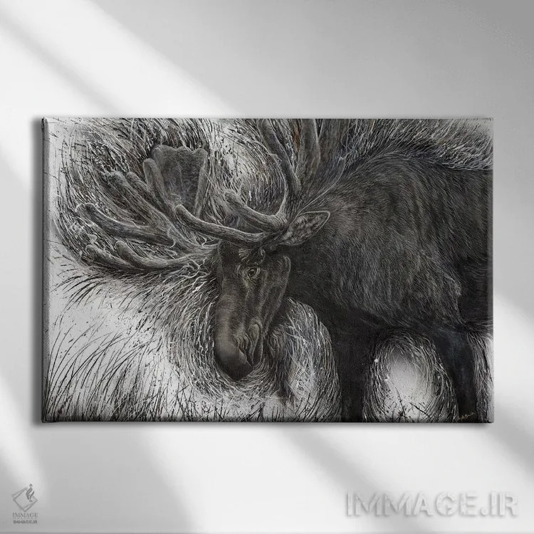 تابلو گوزن رامنشده اثر آنجلا بادن - نمای روبهرو روی دیوار