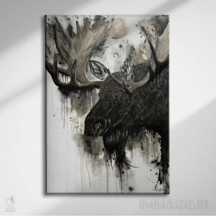 تابلو گوزن نر اثر آنجلا بادن - نمای روبهرو روی دیوار